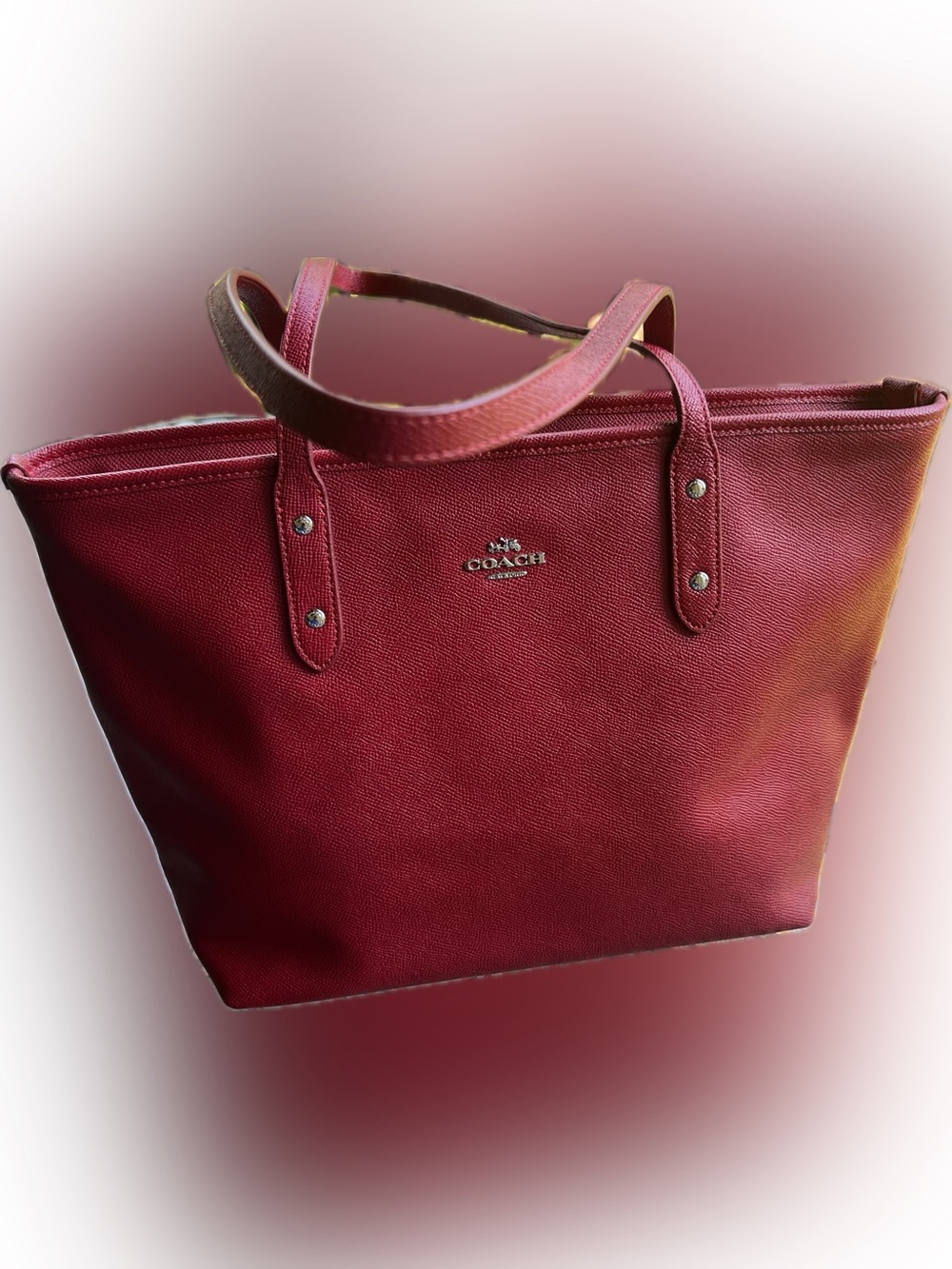 Coach Wine Red Leather Tote